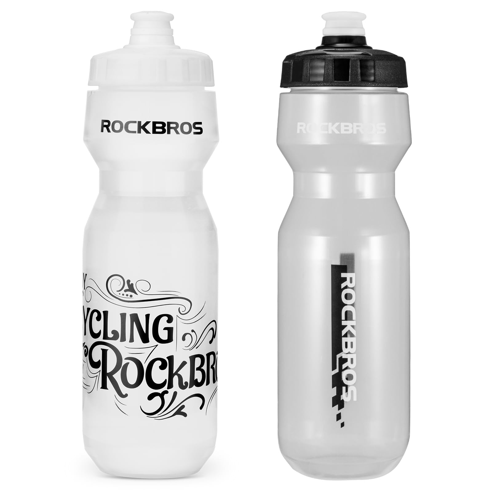 ROCKBROS 2 Packs of BPA Free Leak Proof Sports Water Bottle 20oz/25oz Multiple Sizes Squeeze Bottles with Dust Proof Cap Durable for Gym Cycling Travel Sports Outdoors School