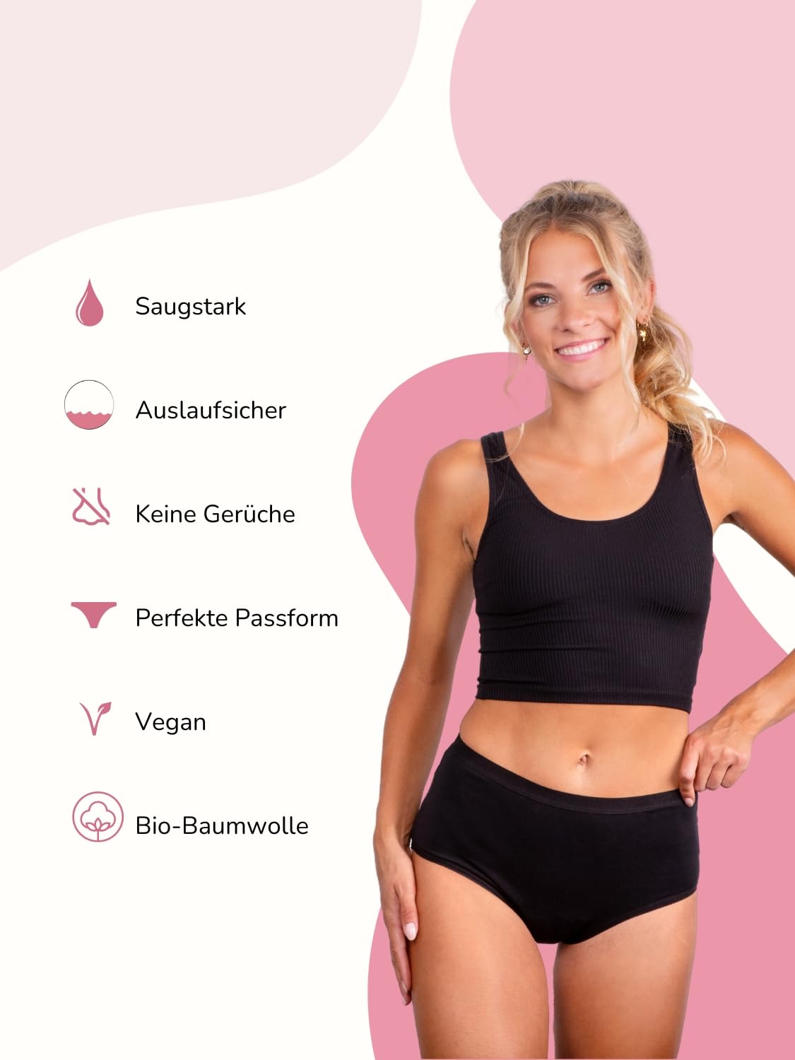 Taynie Comfort - Ropa interior de periodo ultrafuerte, sangrado intenso, ropa interior menstrual, sustituye a 6 tampones, duración de uso hasta 12 horas, lavable hasta 60 °C