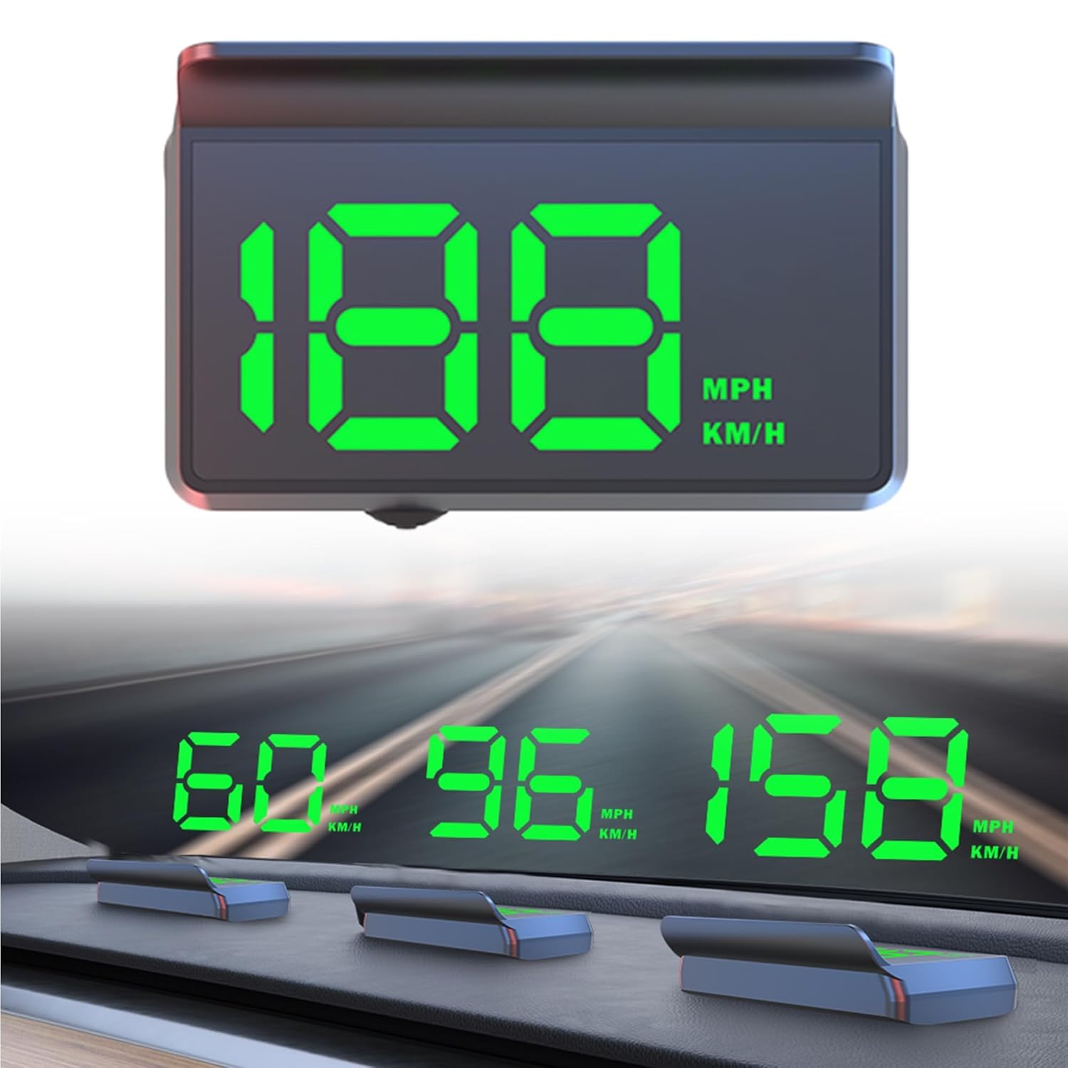 Serveuttam GPS HUD Speedometer for Car – Digital Head Up Display with Auto Brightness, Large Green Display, USB Powered, MPH/KM/H (Black)-image-32