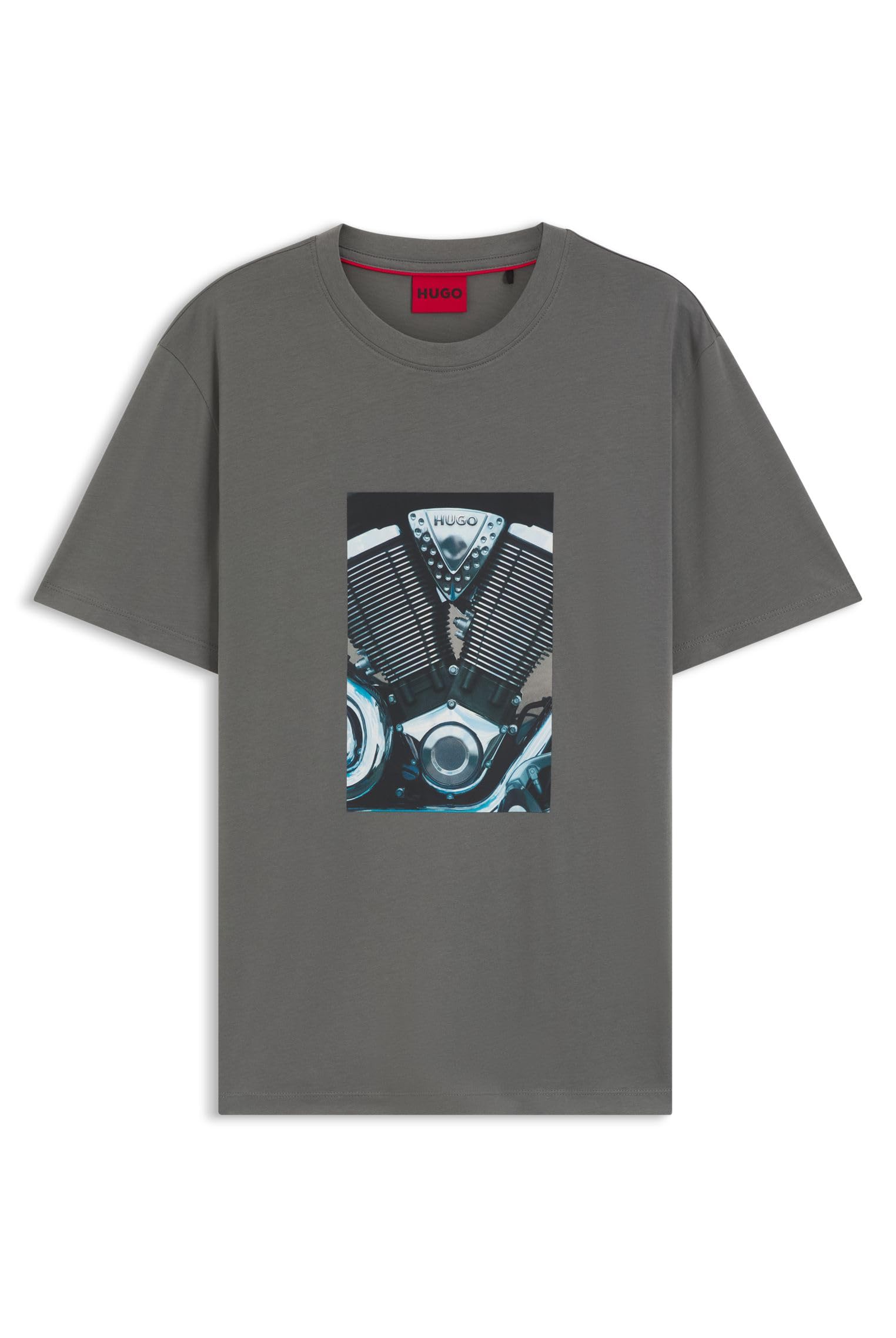 T-Shirt Aus Baumwoll-Jersey Mit Motorrad-Artwork