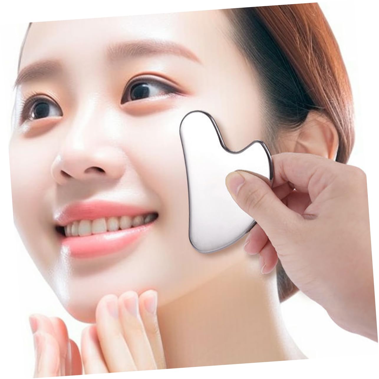 NULYLU Face Massager Tool Face Guasha Facial Scraping Board Heart Shape Massager Stainless Steel