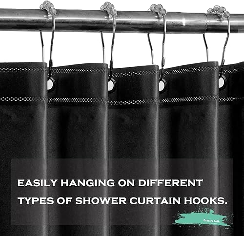 Miniatura 3 de Eazzier Bath Cortina de ducha de plástico negro, 72 x 72 pulgadas, fina y ligera, de plástico negro, cortina interior con ojales metálicos