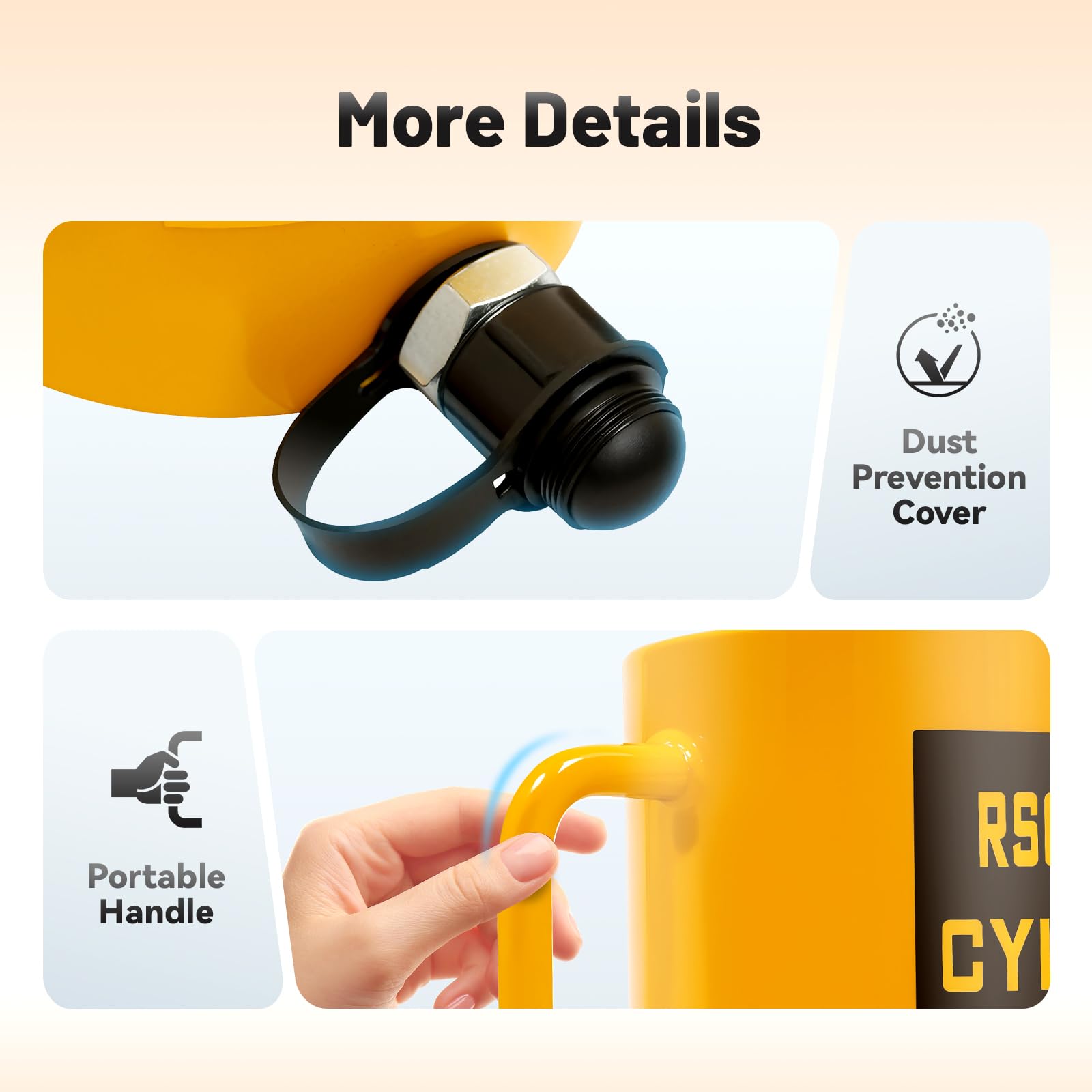 50 ton Hydraulic Cylinder Jack, 150mm/6 inch Stroke Single Acting Solid ram, Hydraulic Lift Cylinder, Solid Single Acting Hydraulic ram Cylinder for Bending, straightening and Towing Trucks