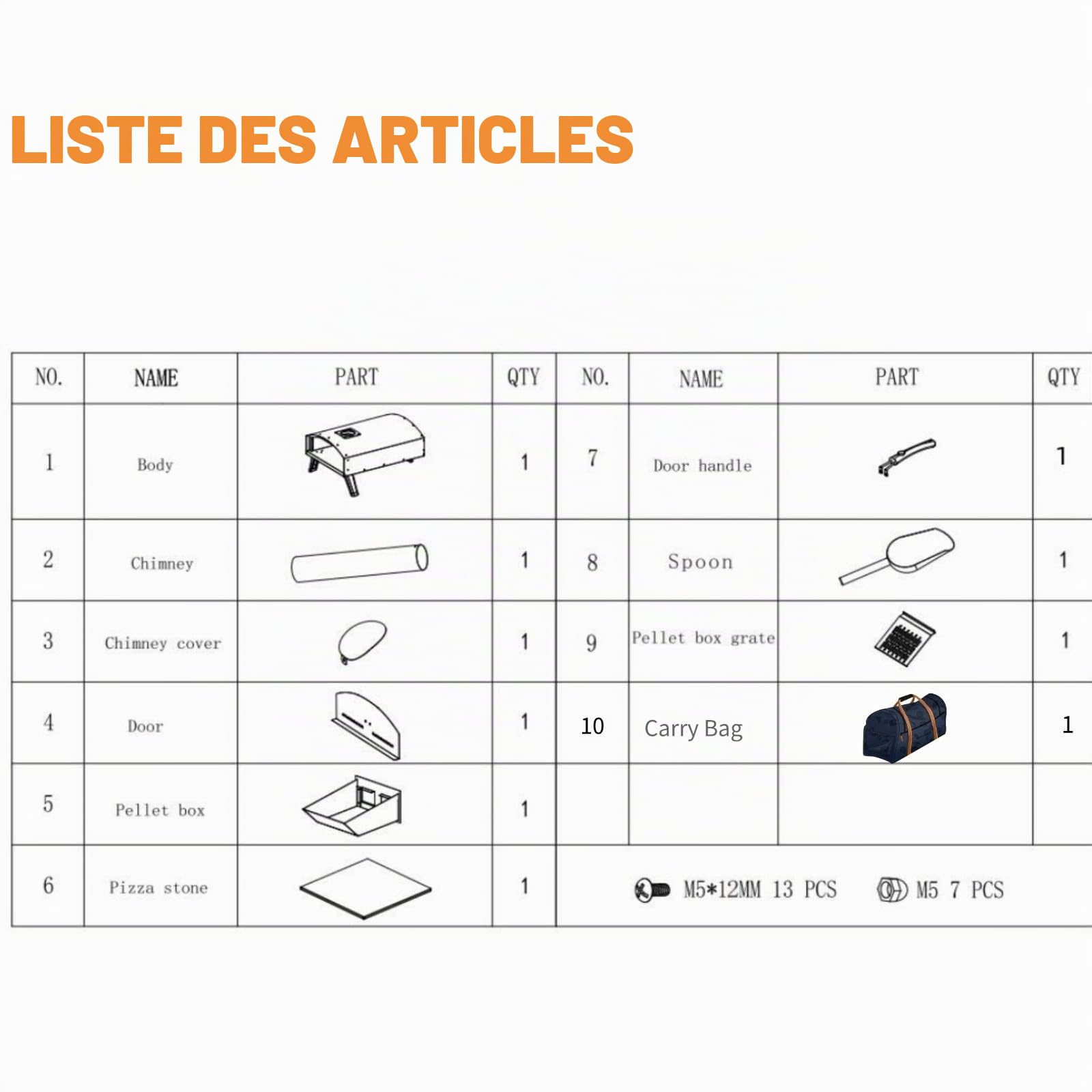 VEVOR Four à Pizza Portable 305 mm Four à Bois et Charbon de Bois Extérieur en Inox et Acier avec Pierre à Pizza Pieds Repliables 540 ℃