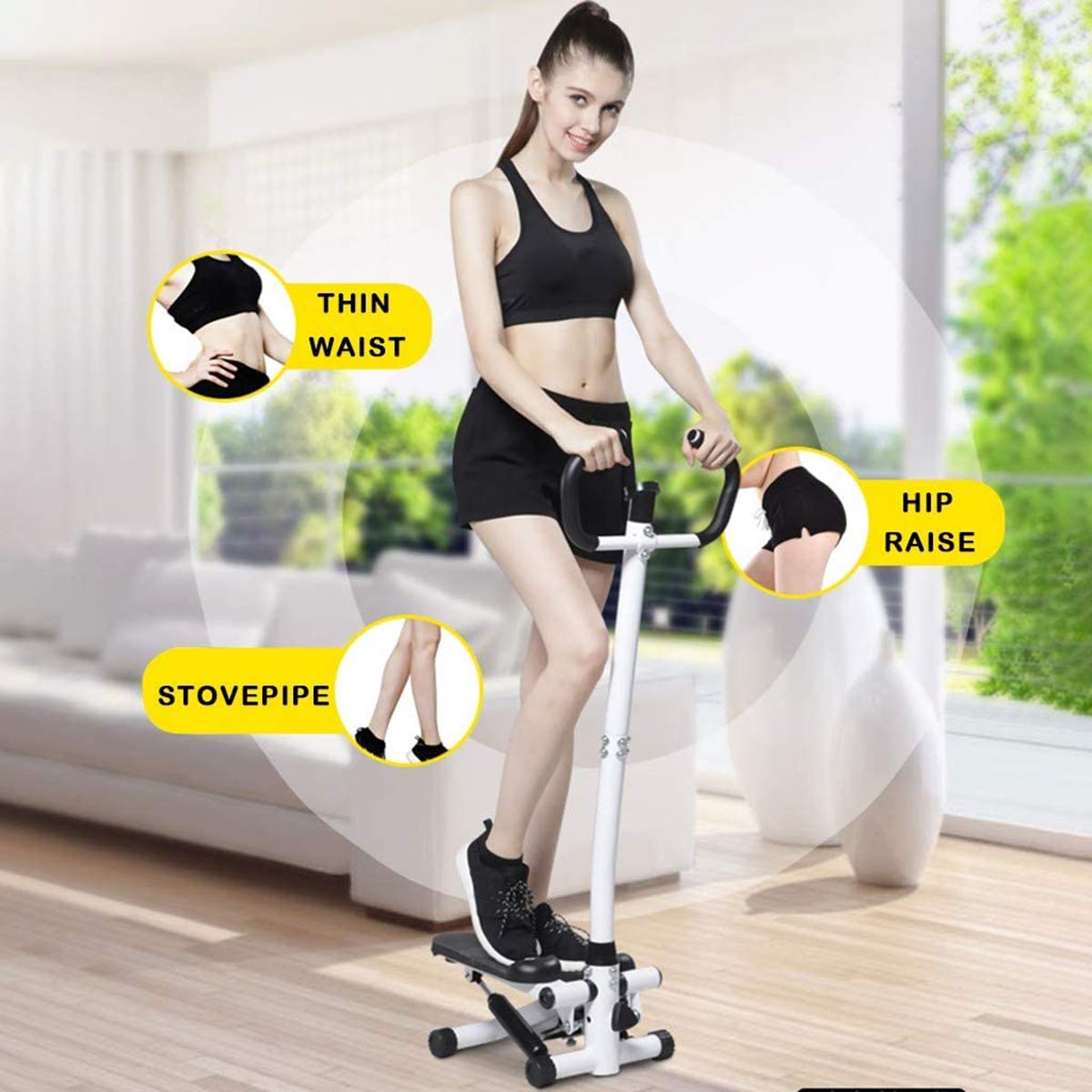 Stepper per Scale di Fitness, Stepper Multifunzione per Uso Domestico Mute Fitness Esercizio Sportivo Corpo con Monitor LCD e bracciolo,Package b