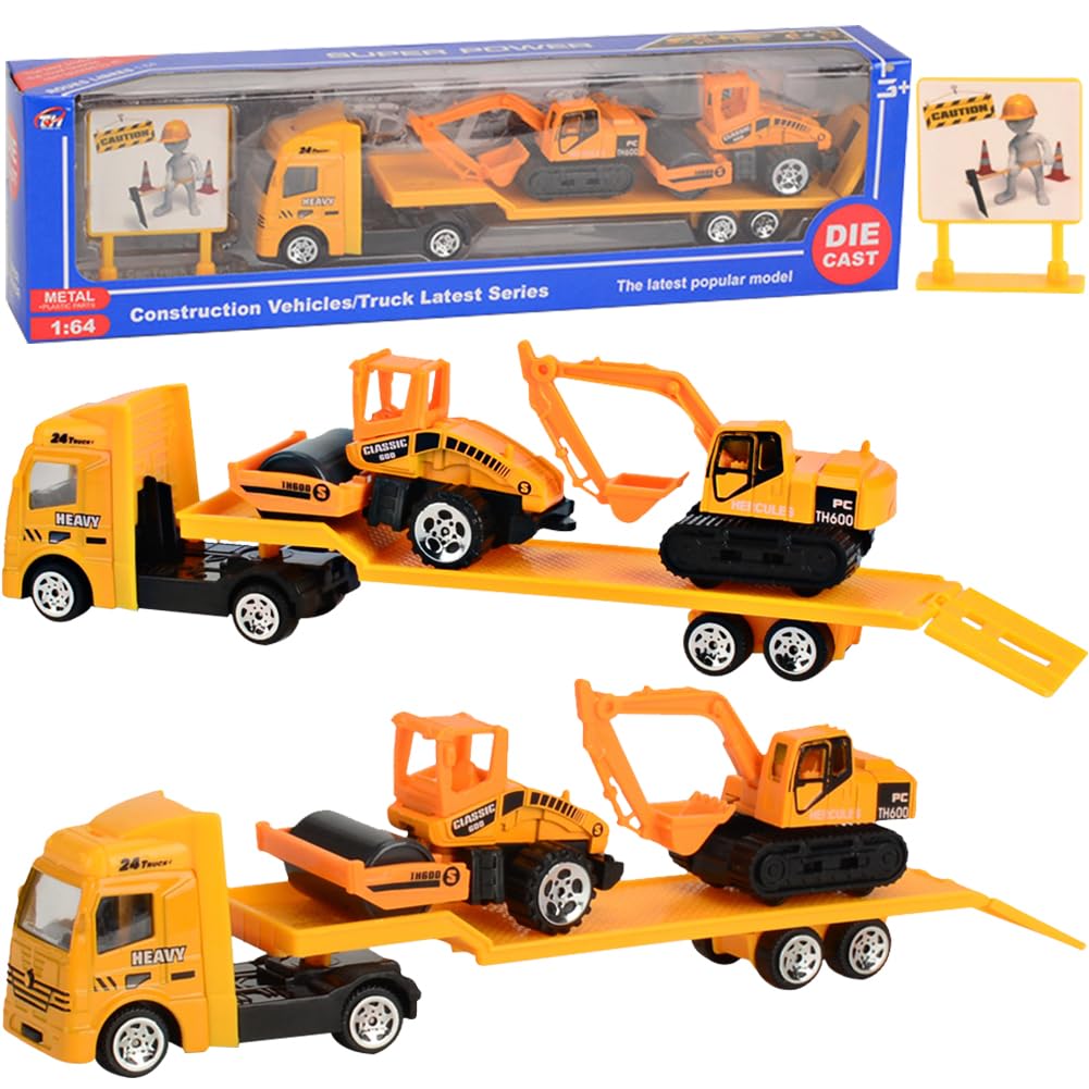 Juguete Camión De Transporte Coche De Juguete Transporte Truck Camión Juguete Juguetes Niños Educativos 2 Mini Metal Coche Cumpleaños De Navidad Regalos para Niños 2 3 4 5 6 Años(A)