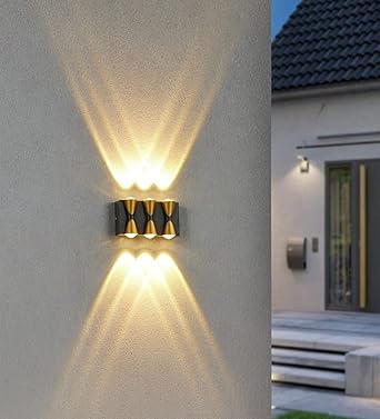 6 LED Outdoor Wall Gate Lamp Up and Down Wall Light Waterproof (Warm White)(Metal)