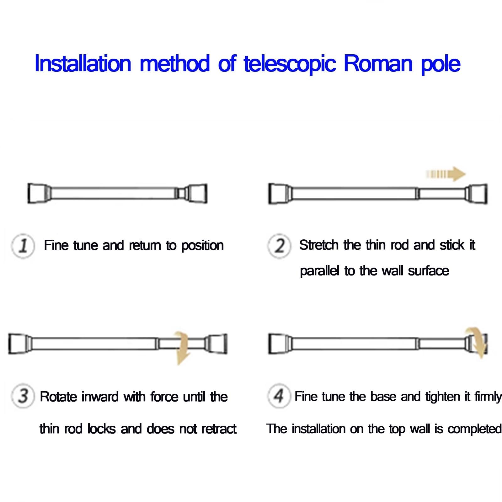 Vorhangstange Ohne Bohren Glatte Glänzende Oberfläche Teleskop Gardinenstange Einfache Installation für Vorhänge Dusche Türöffnungen(2.1-3.0m)