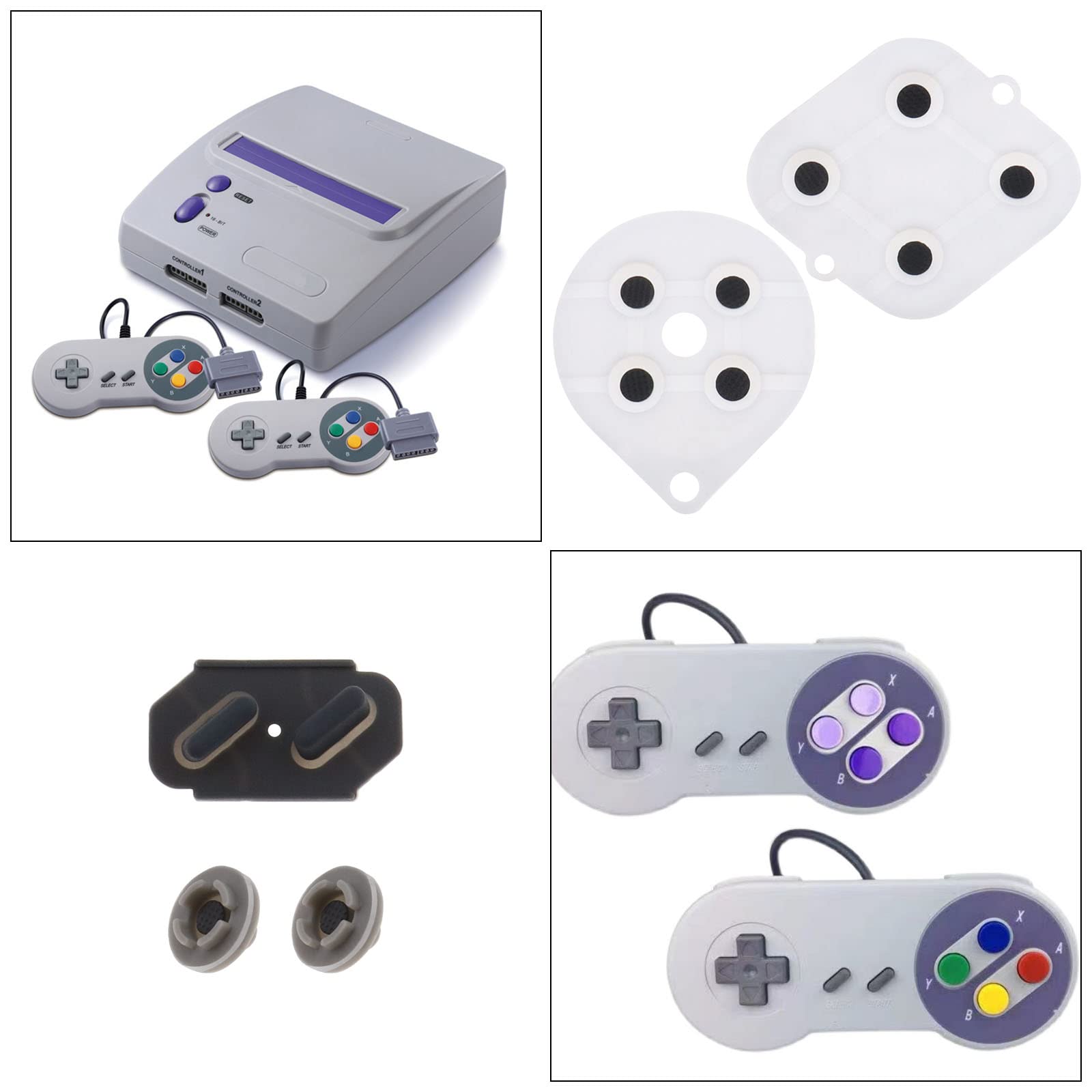 ECSiNG 2 Set Coussinet de Bouton Conducteur en Silicone Pièce de Réparation de Remplacement de Bouton de Manette Compatible avec Super Snes Manette