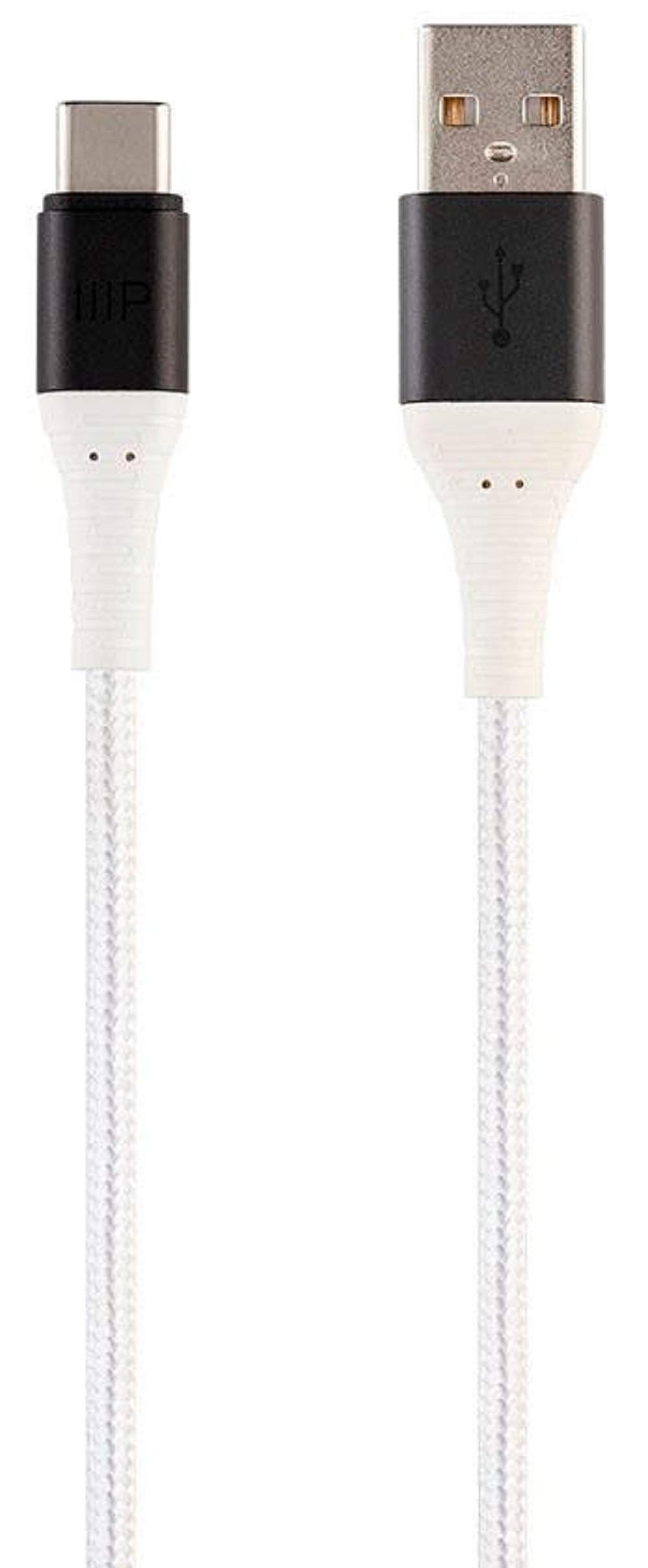 Monoprice USB 2.0 Type-C to Type-A Charge & Sync Cable - Kevlar/Nylon-Braid, 3 Feet, White - AtlasFlex Series