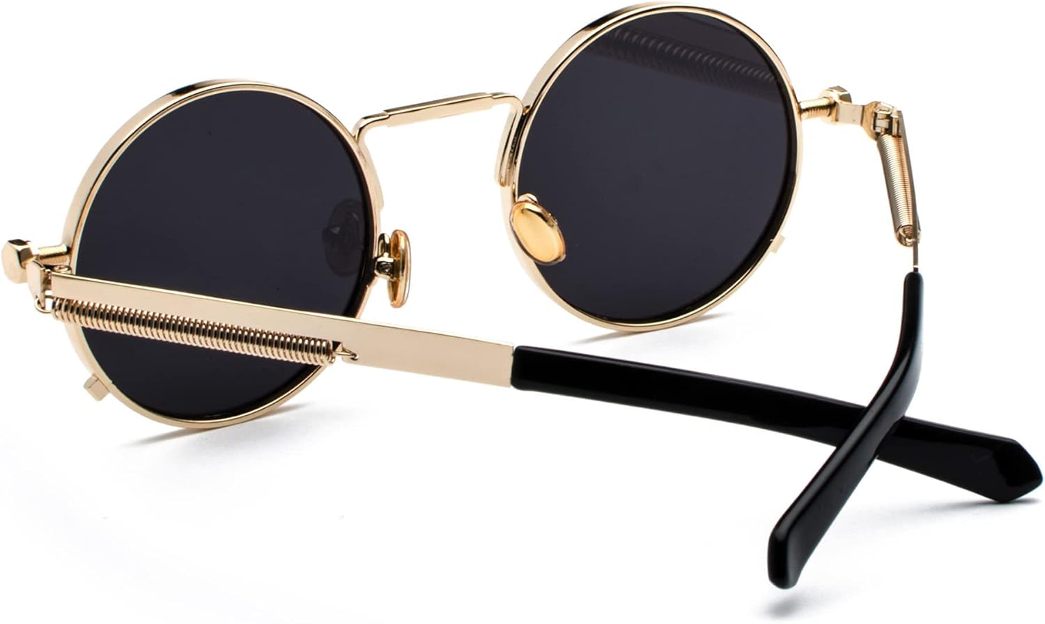 EYLRIM Round Steampunk Sunglasses Hippie Circle Glasses Gothic Metal Frame 100% UV Blocking Lens - Image 6