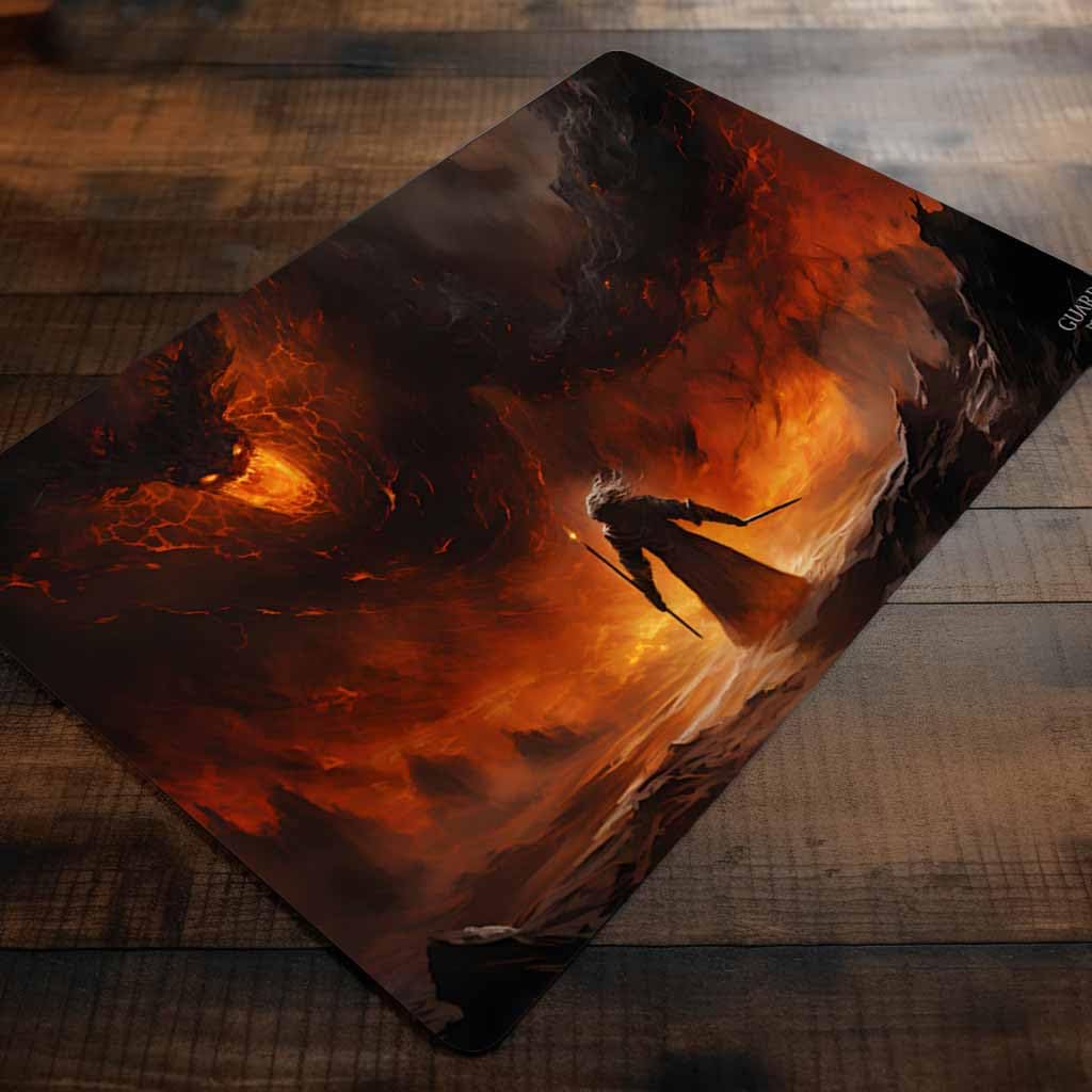 The Shadow and The Flame (Bords Cousus) - Tapis de Cartes Magic - Tapi de Jeu - Playmat pour Jouer à MTG, Le Seigneur des Anneaux, TCG - Tapis de Jeu de Société