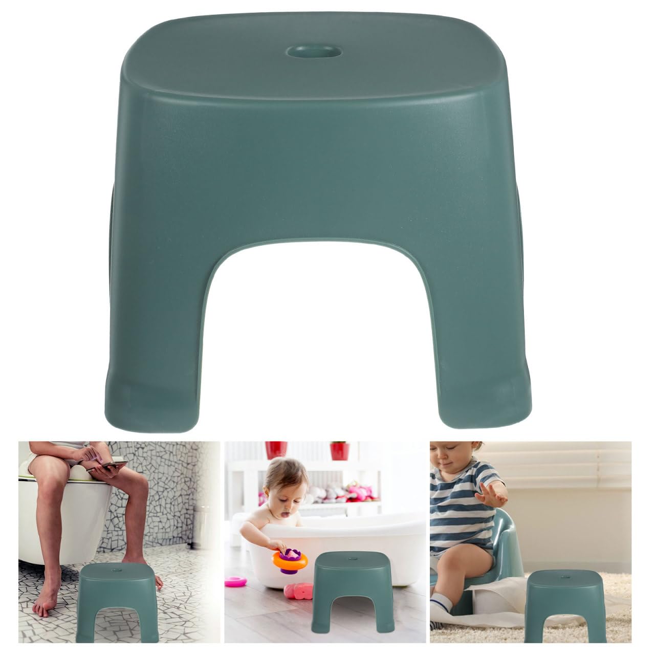 PRETYZOOM Piccolo sgabello in plastica per bambini, sgabello per scuola e studio, leggero, poggiapiedi seduto, per cucina, sala giochi, bagno, camera da letto, verde