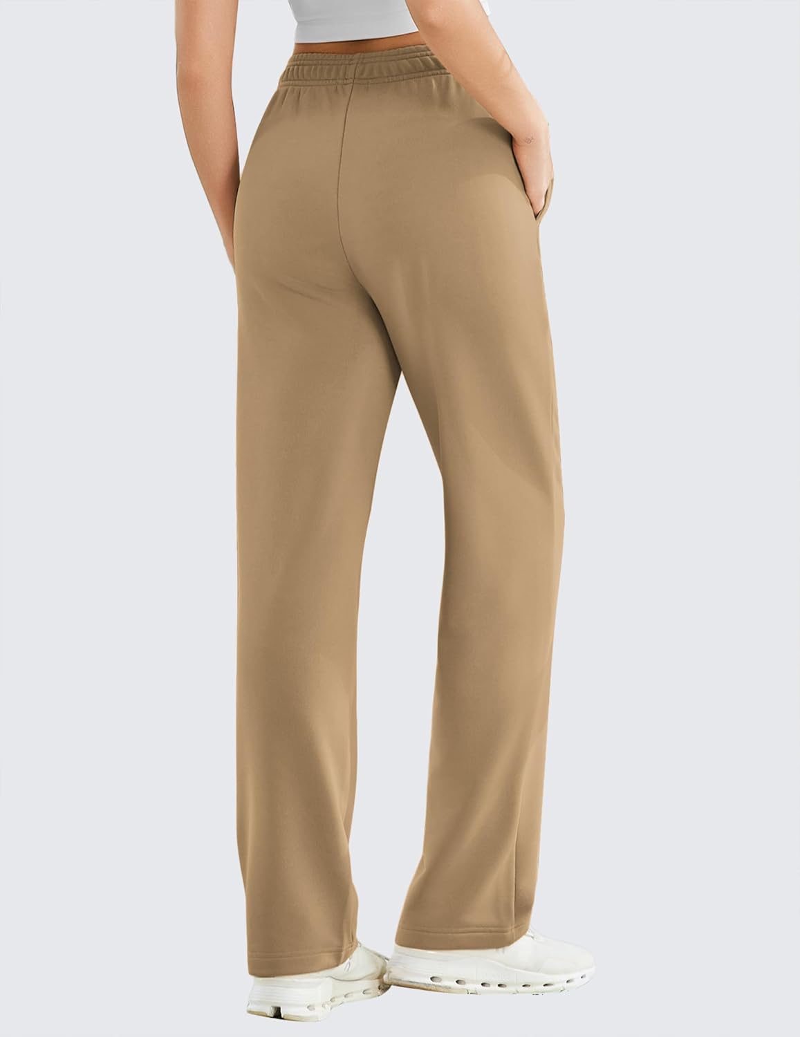 PINSPARK Women's High Waisted Straight Leg Sweatpant Comfy Interior Drawstring Workout Sweat Pants Pocket Fall Casual Pant - Image 2