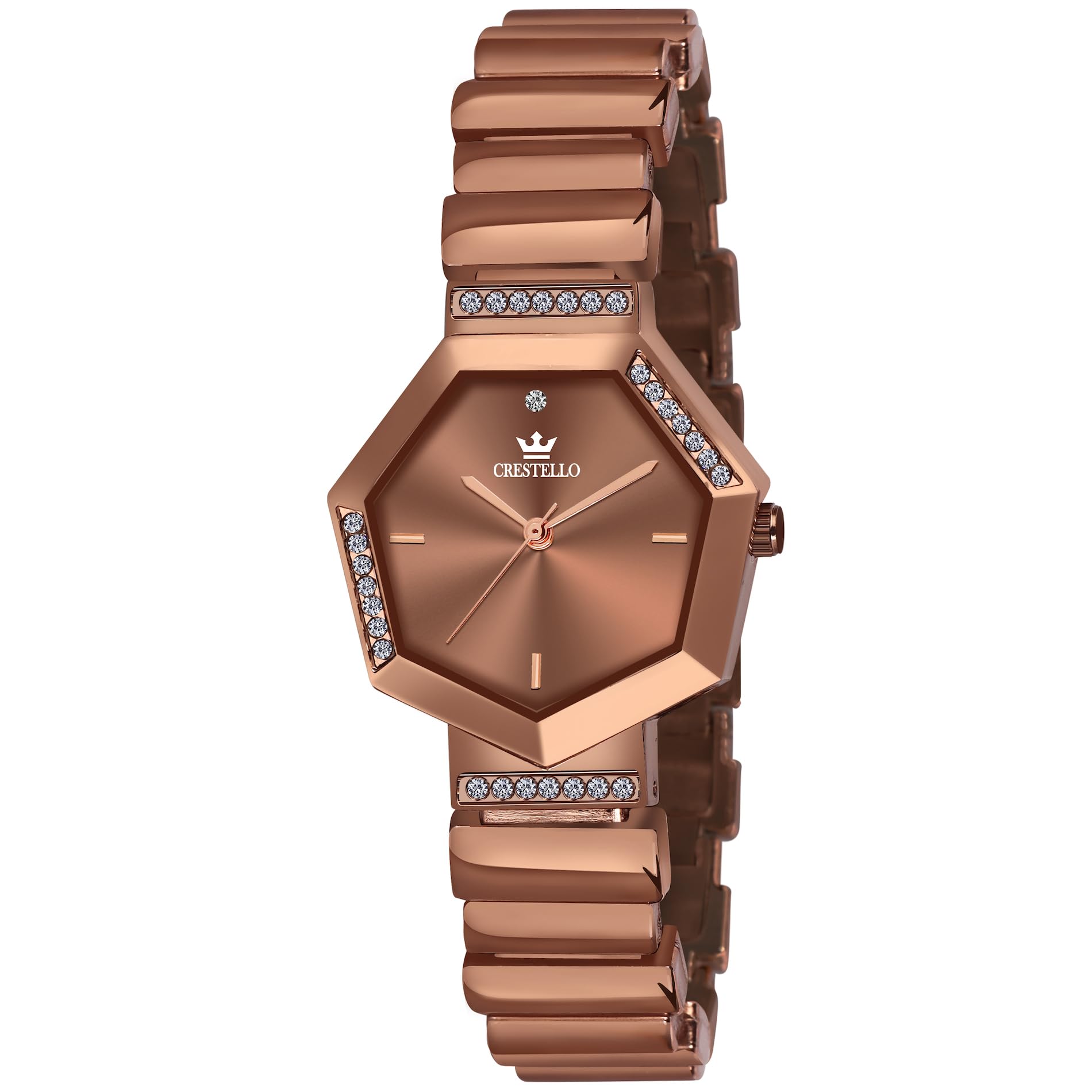 CRESTELLO Brass Brown Bracelet Analog Wrist Watch For Women (Brown Dial) Cr-Jwl151-Brwn (B0CTKRP5CW) Amazon Price History, Amazon Price Tracker
