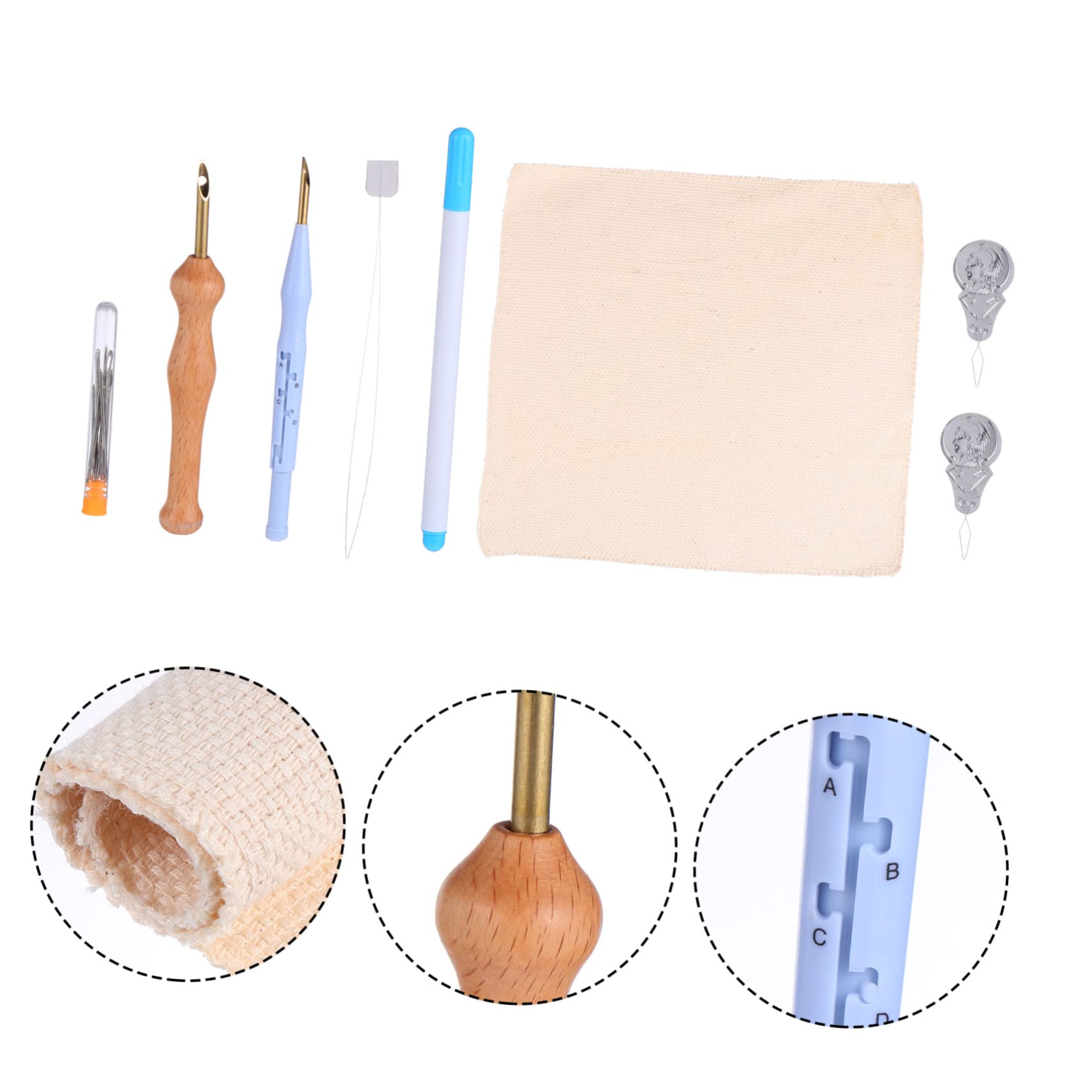 SEWACC 3juegos Kit De Agujas Punzón Ajustables Para Bordado Accesorios Completos Para Proyectos De Costura y Manualidades