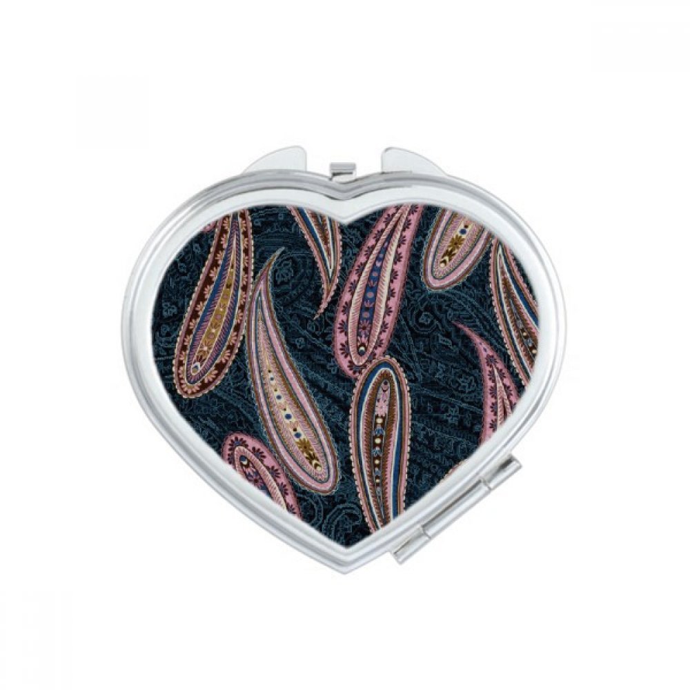 Miroir compact cœur fait main cadeau fleur rouge jaune abstrait