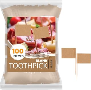 100-Count Party Toothpick Food Flags | Eco-Friendly Kraft Paper Toothpick Flag Set | Mini Cheese Labels for Buffets, Cupcakes, Cocktails & Event Displays