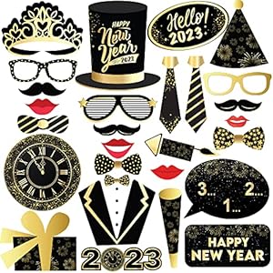 New Years Photo Booth Props 2023 – New Years Eve Party Supplies 2023 | New Years Picture Props, Happy New Year…