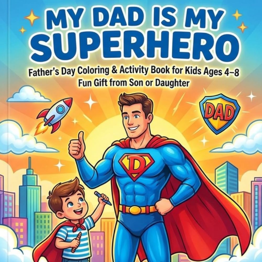 My Dad Is My Superhero: Father’s Day Coloring & Activity Book for Kids Ages 4-8: Fun Gift from Son or Daughter