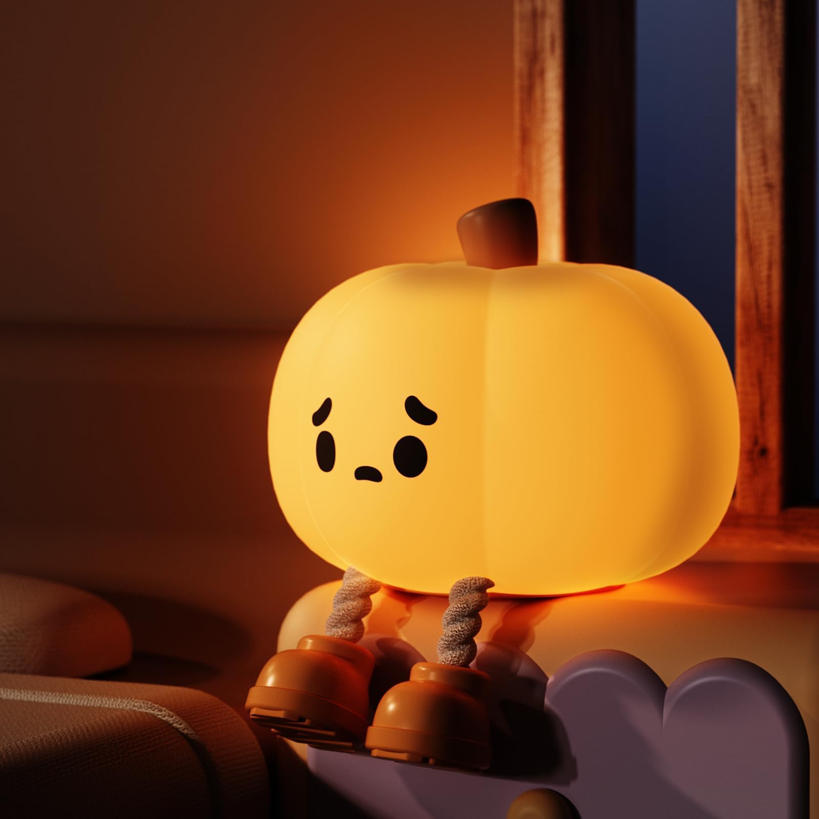 Pimpkin Night Light，LED Squishy Funny Pimpkin Lamp, Dimmable Silicone