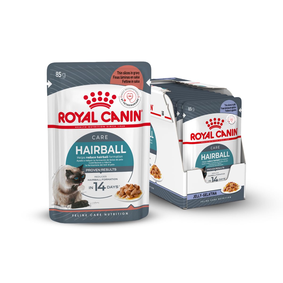 Hairball Care for Cats, Pack of 12 Sachet, Wet Food, Reduces Hairball Formation, Proven Results in 14 Days, Adult