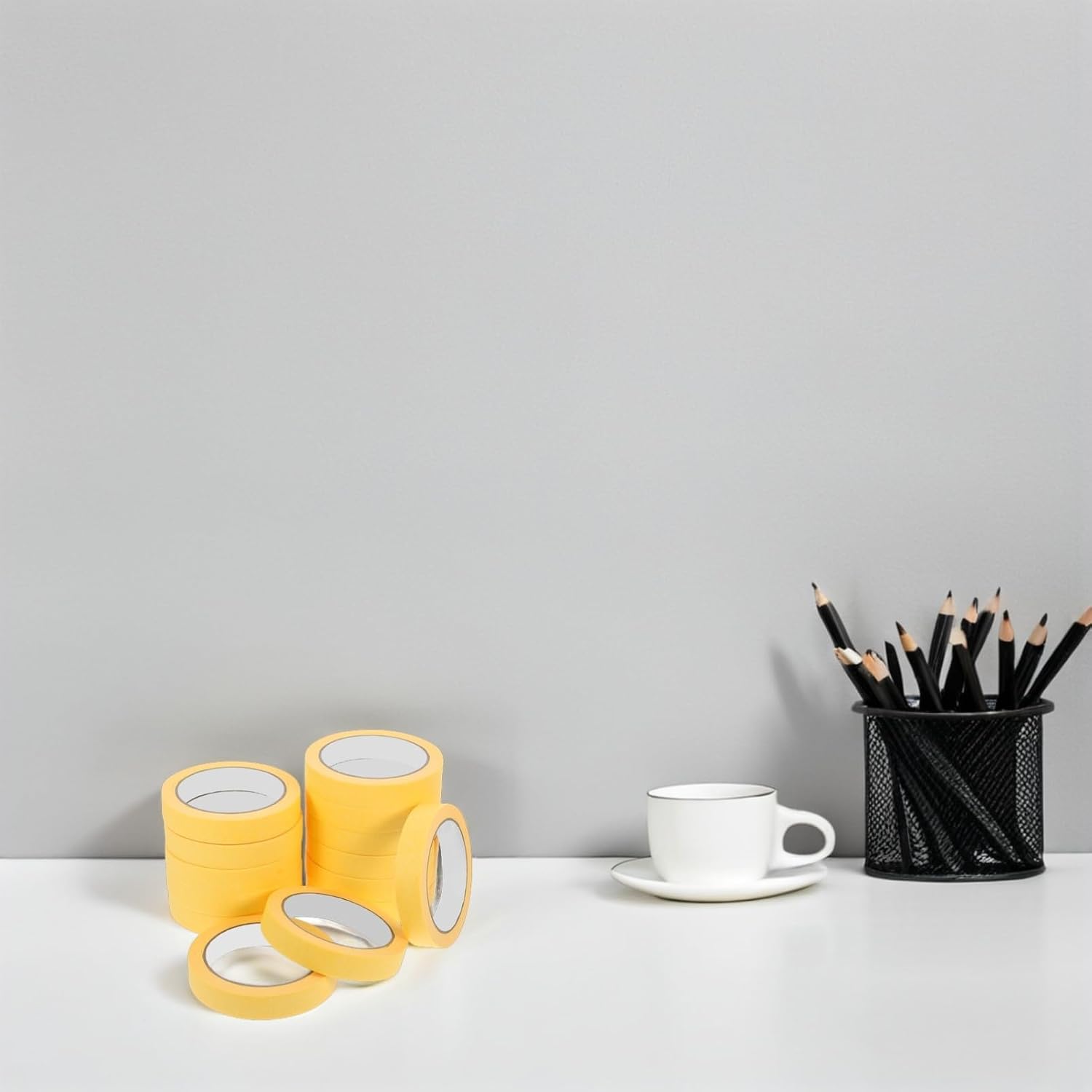 Yellow Paper Masking Tape for Painting, 14 Rolls Bulk