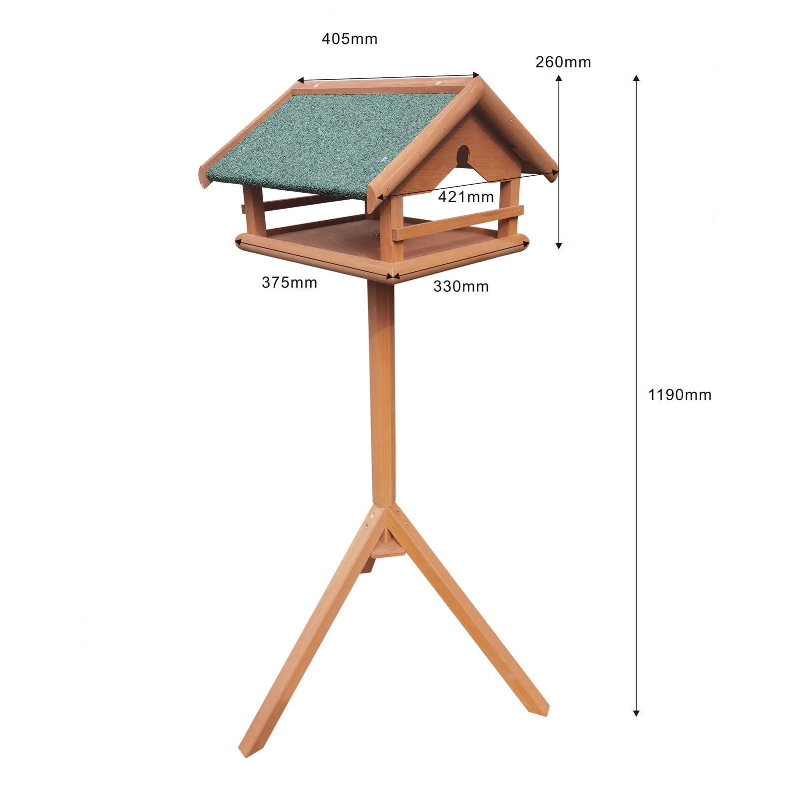 Comedero para pájaros con Soporte 119cm Hecho de Madera casa Aves alimentación alimentador