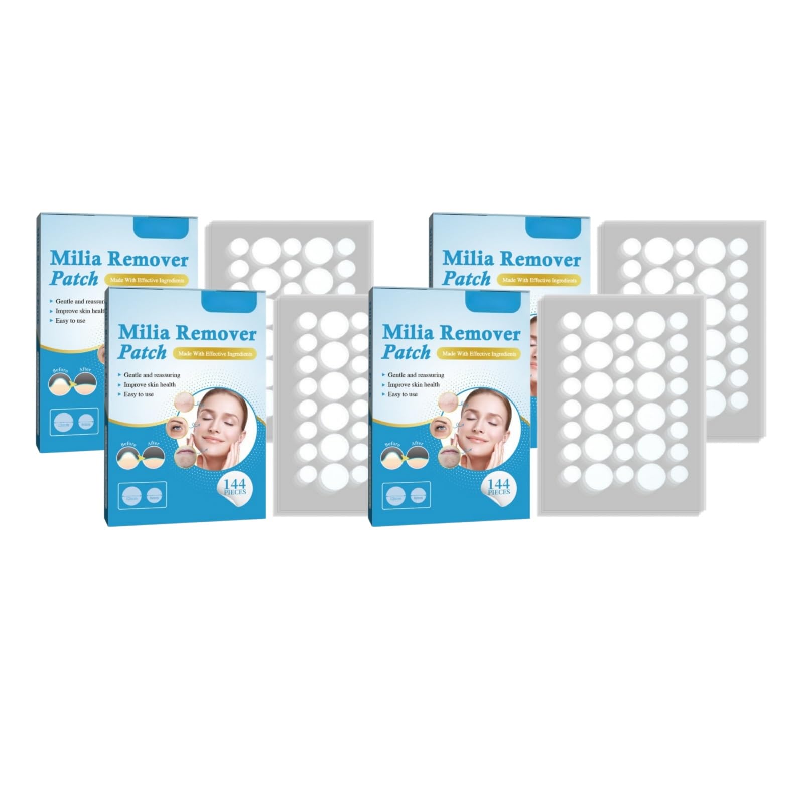 Patchs Anti-Comédons 144 Pièces 2 Tailles, Hydrocolloïde Doux, Patch Bouton, Absorbe Points Noirs et Boutons, Peau Grasse