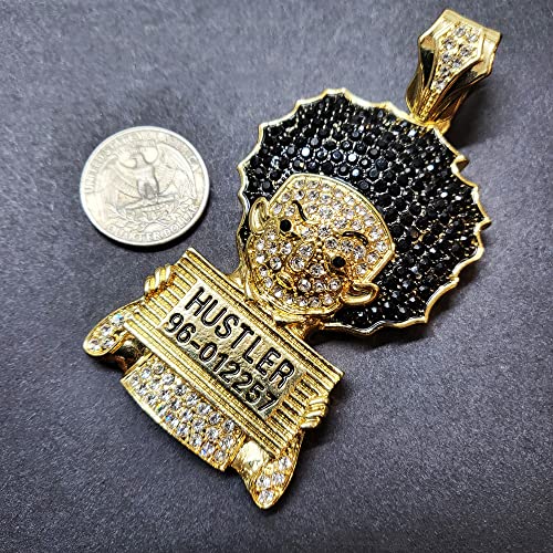 Hip Hop Jewelry Gold plated Large HUEY HUSTLER Charm Pendant & 12mm 16" 18" 20" Iced Baguette Chain Necklace4