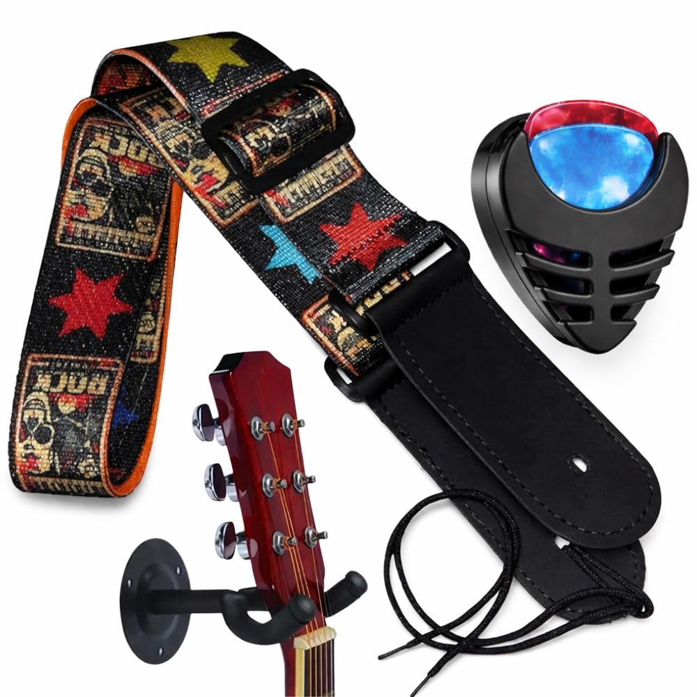 MOCKING BIRD Adjustable Buckle Guitar strap for acoustic Guitar Electric Guitar bass Guitar Hanger with Colourful Plectrum picks and Holder-image-37