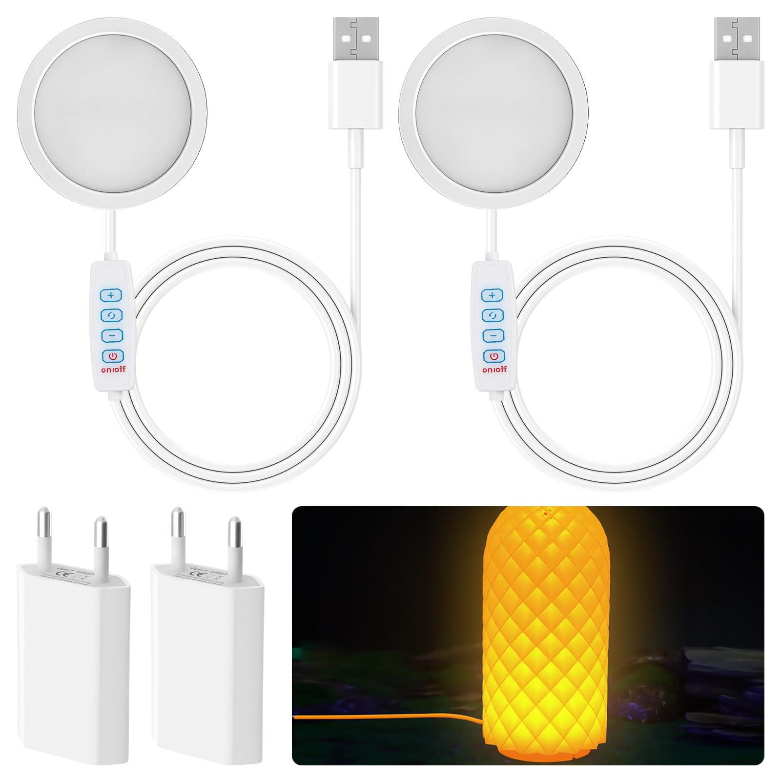 2 sztuki zestawów lamp LED do drukarki 3D dla Bambu Lab A1/A1mini/P1S/P1P/X1C, 3W akcesoria do drukarki 3D Bambuolab, kreatywne zestawy lamp LED DIY, modele lampek nocnych, akcesoria do druku 3D z