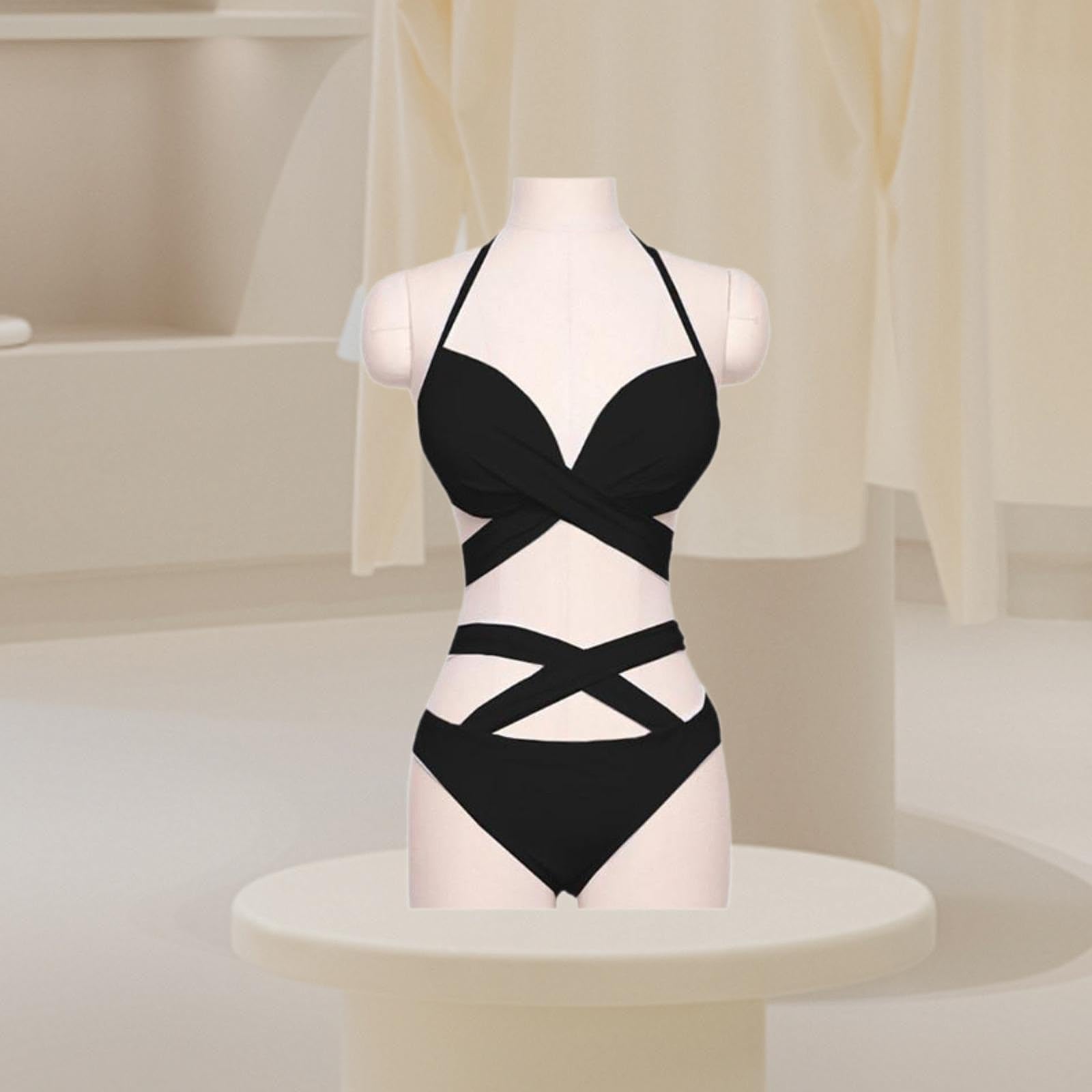 Women Bikini Set Swim Suit Comfortable Stylish Ladies Swimwear Bathing Suit for Club Pool and Water Activities, Black, L