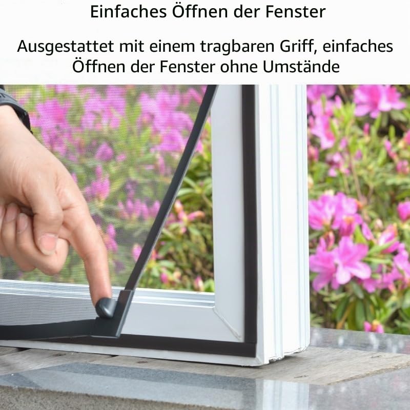 Insektenschutzgitter Fenster Magnet mit Rahmen - DIY Zuschneidbar Bildschirmfenster, Ohne Bohren, Starker Magnetrahmen & Glasfaser-Mesh (Schwarz, 140x180)
