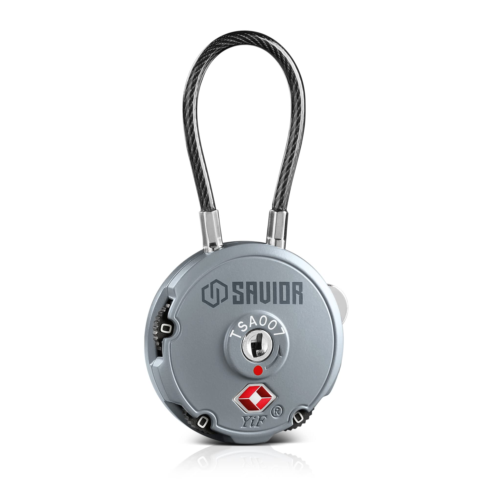Savior EquipmentSavior Equipment Quality TSA-Approved 3-Digit Combination Cable Travel Luggage Locks for Rifle Bag Firearm Gun Case Accessories Ammo Boxes Outdoor Storage, SW Gray, 1-Pack