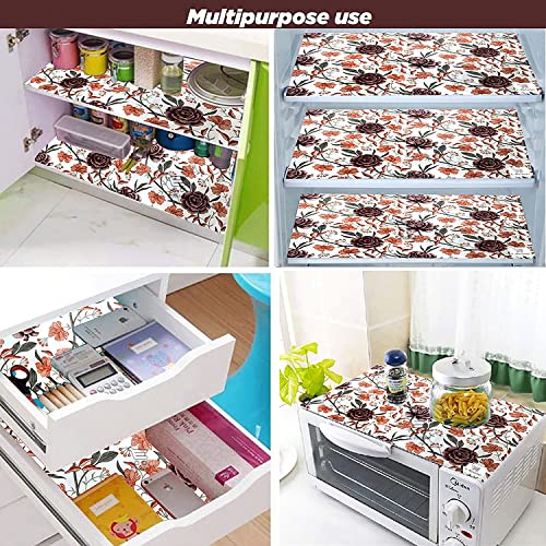 Image of Combo Set of 1 Pc Fridge Top Cover and 6 Pc Fridge Mats (Brown, Set of 7)