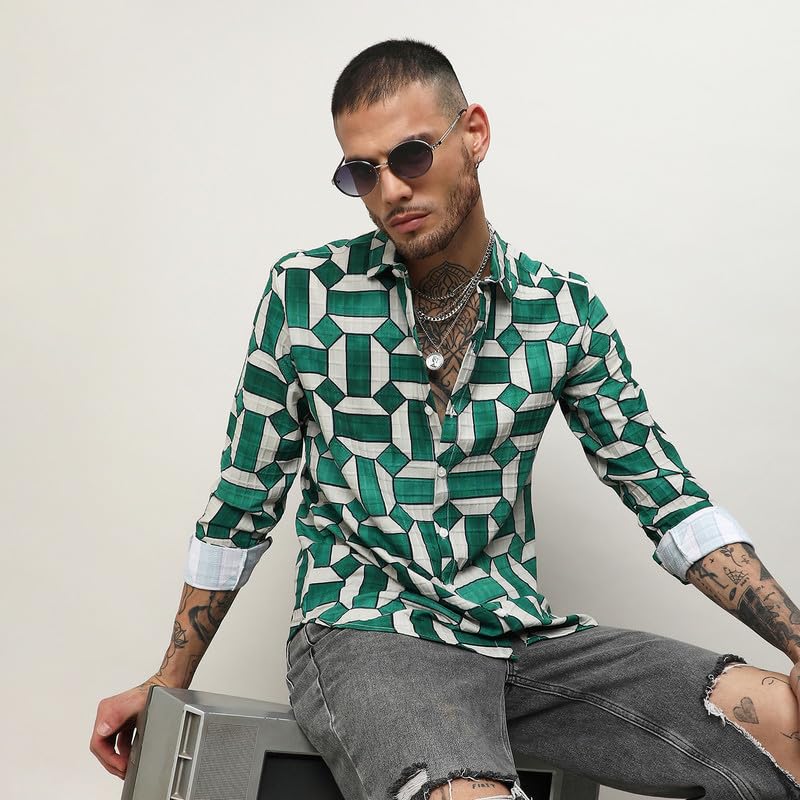 Image of CAHOOT Men's Shirt for Casual Wear |Regular Fit | Cotton Spread Collar Shirt Crafted with Regular Sleeve, Comfort Fit & High-Performance for Everyday Wear