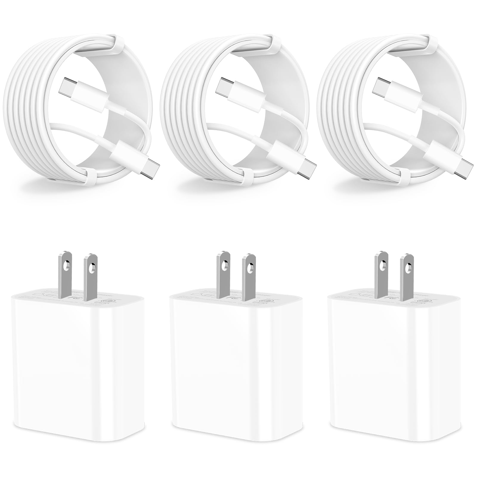 【MFi Certified】iPhone 16 Charger Fast Charging, Redpark 3Pack 20W PD USB-C Power Charging Type-C Wall Charger Adapter with 6FT Type-C Cable for iPhone 16 Pro/16 Pro Max/15/15 Pro Max/iPad Pro/Air/Mini