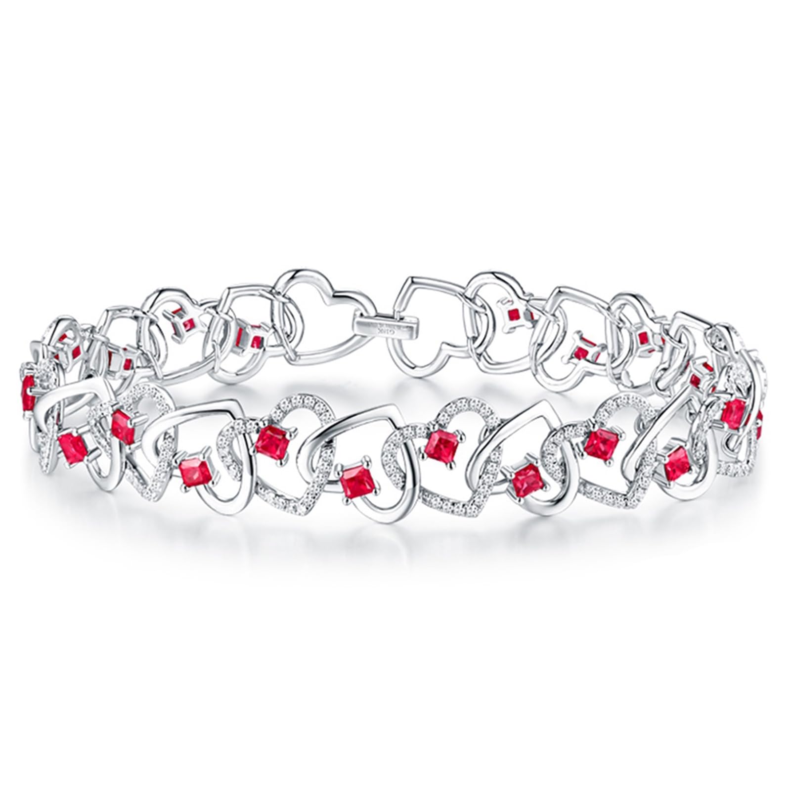 Bransoletka tenisowa dla kobiet białe złoto 9kt/18kt/14kt, rubinowa bransoletka 2,5 ct 6,3 do 19,8 cm długości z diamentem, biżuteria ślubna dla kobiet