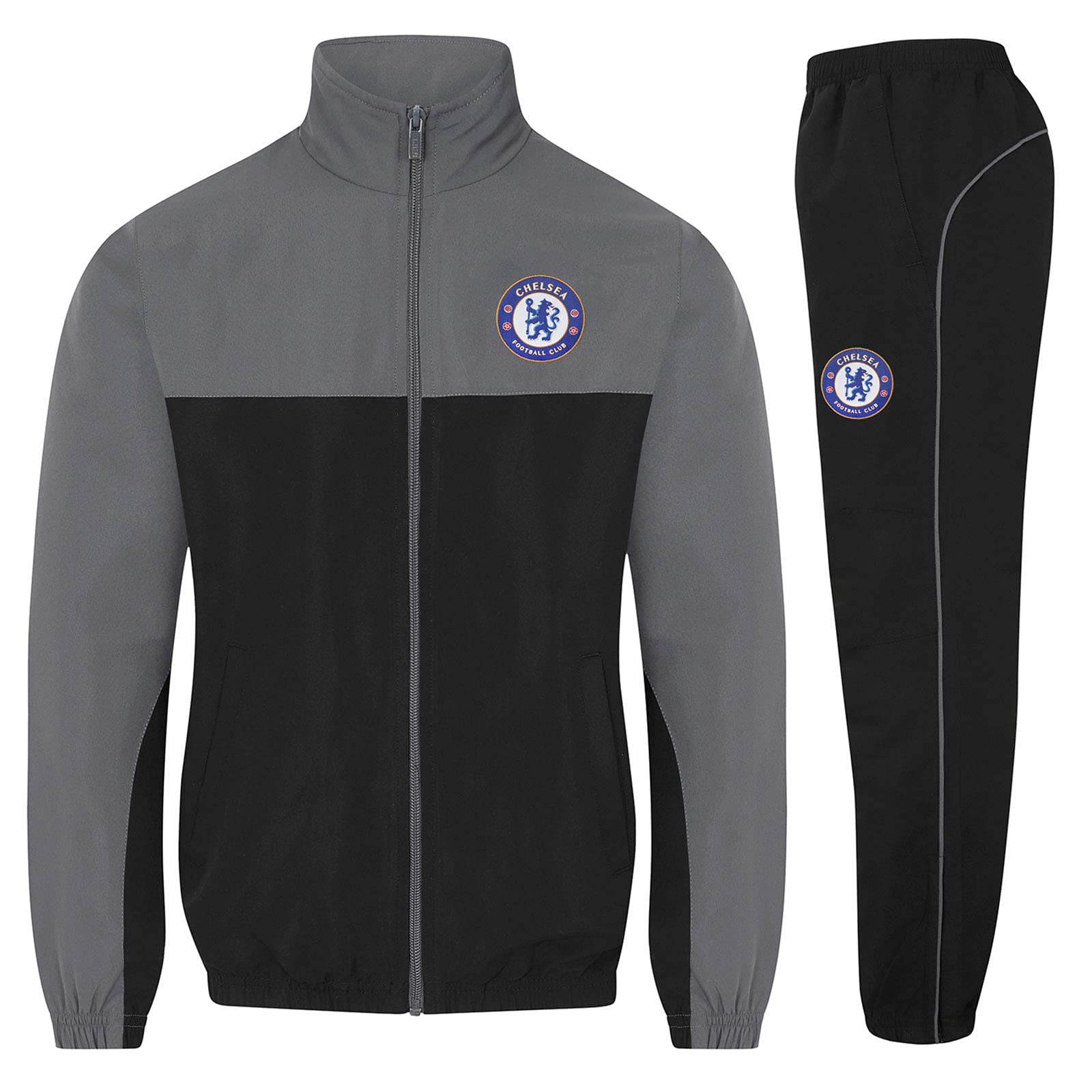 Chelsea Boys Grey/Colour Crest Official Football Gift Tracksuit Set 4-5 Years