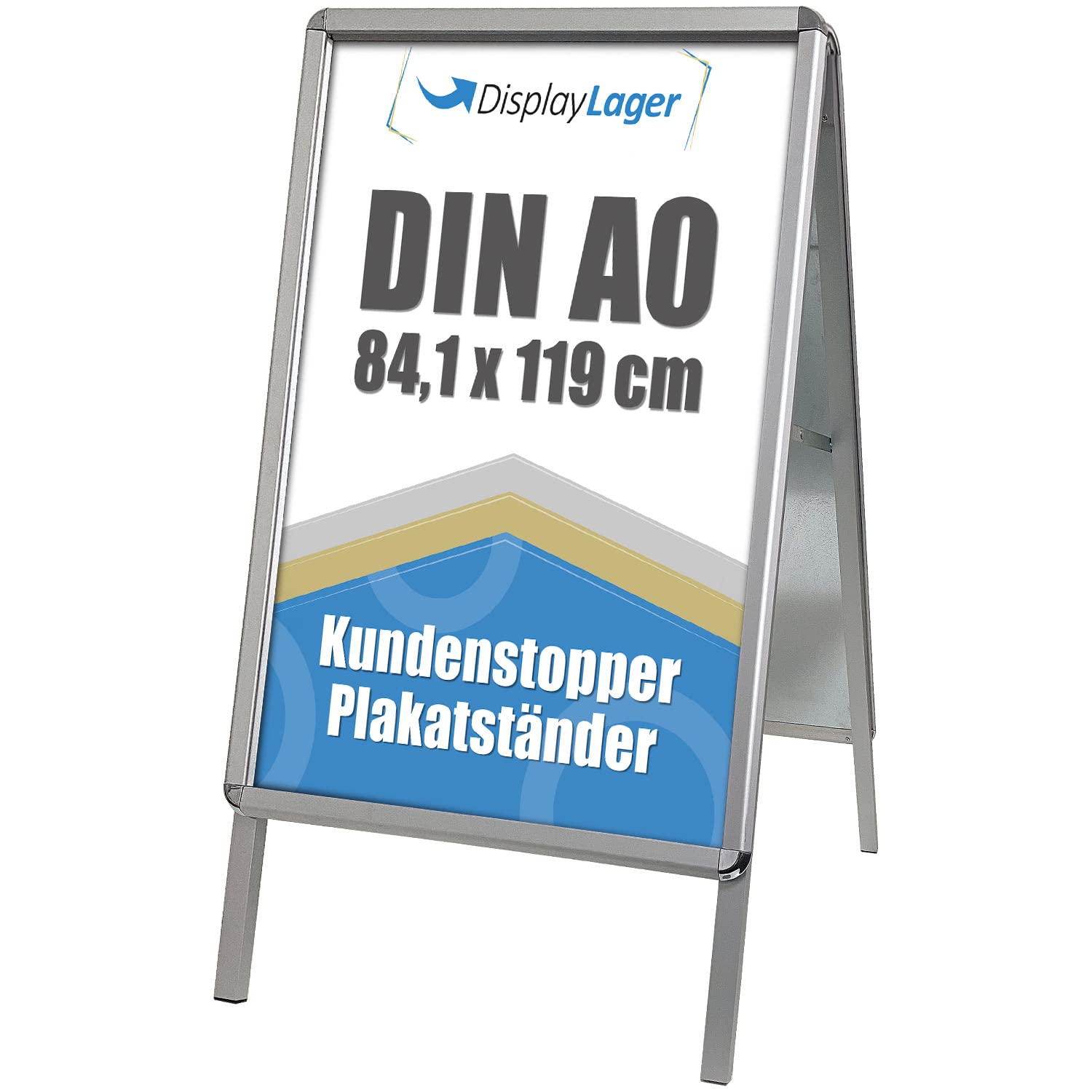 DisplayLager Alu-Line Rondo, calidad danesa Caballete publicitario, incluye 2 x carteles de tereftalato de polietileno amorfo (ambos lados), resistentes a la intemperie. Soporte para anuncios (A0)