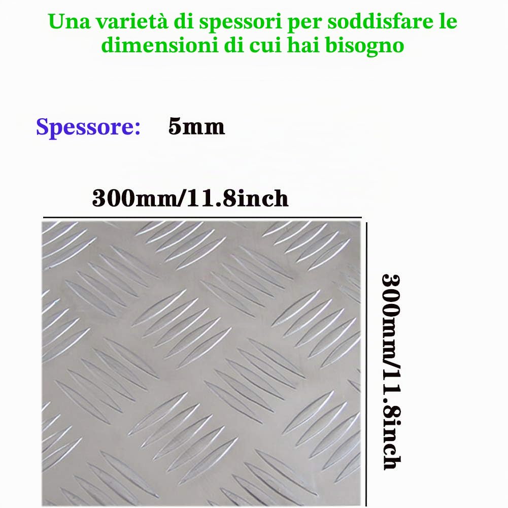 Lamiera Mandorlata in Alluminio Lega 5 Mm Di Spessore-300x300mm