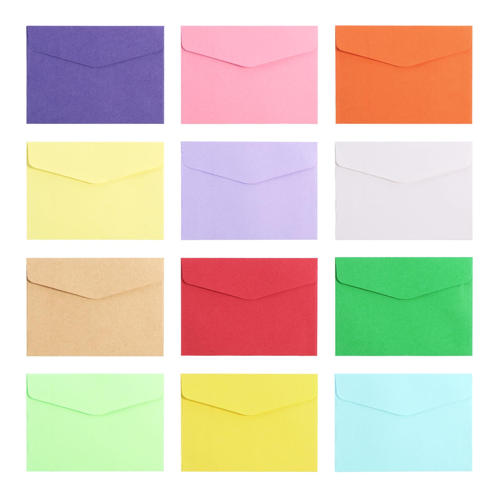 Moendergo 60 pcs Mini Coloured Envelopes,115 * 81mm 12 Assorted Colours Tiny Gift Envelopes for Christmas, Thanksgiving, Wedding, Birthday Party