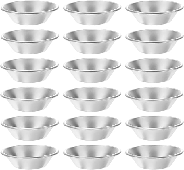 Cabilock 25pcs Egg Tart Mould Mini Tartlets Pans Muffin Cake Dessert Mold Tiny Pie Bakeware Muffin Baking Puto Cups Cupcake Cookie Round Nonstick Aluminum Alloy Tin Baking Tool