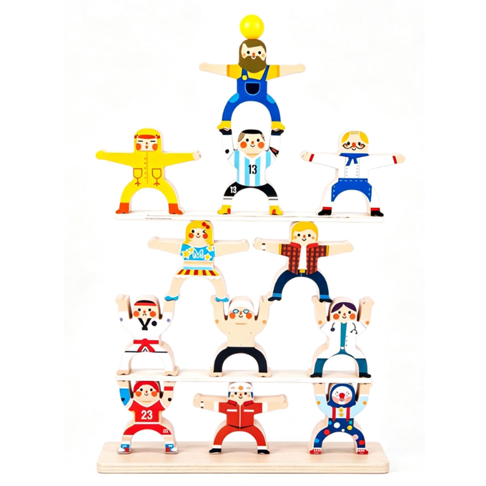 ttnmrc Montessori Wooden Acrobatic Balance Stacking Blocks Game