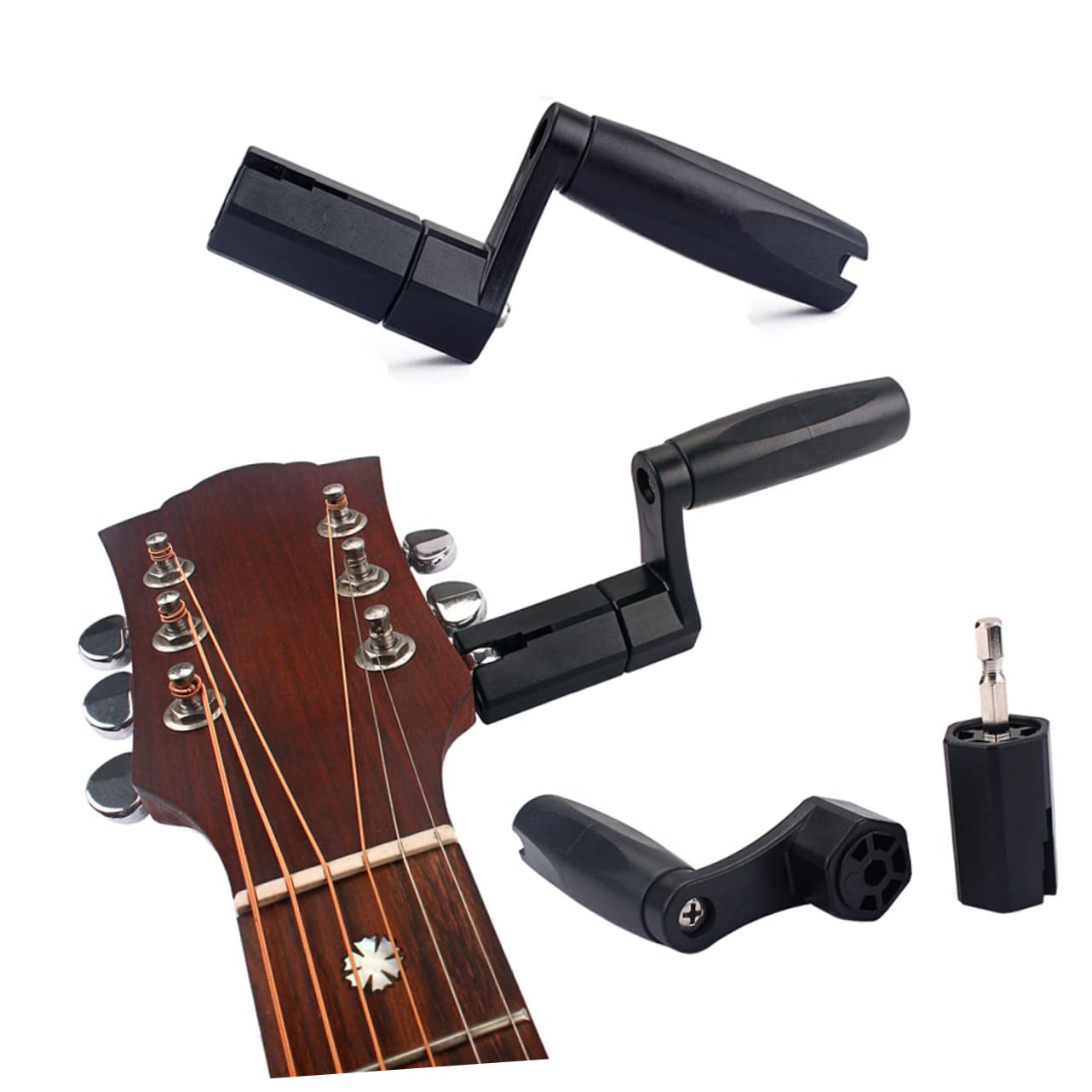 Totority 3pcs String Guitar String Changing Kit Winder Hand Crank Pin Puller Drill Bit Hexagon Adapter for Banjo