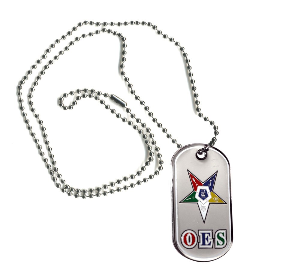 Greekgear OES Order of Eastern Star Reversible Dog Tags, Fraternal Organization, Membership, Symbol, 1 Count, Silver, Rectangular, 1 Size, Human-Identification-Tags, Pet Identification Tag