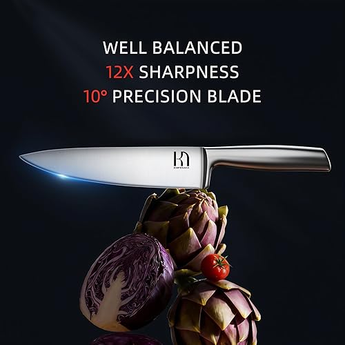 Miniatura 5 de Juego de cuchillos de cocina con afilador, 12 cuchillos japoneses de acero inoxidable de alto carbono, juego de cuchillos afilados de alta calidad