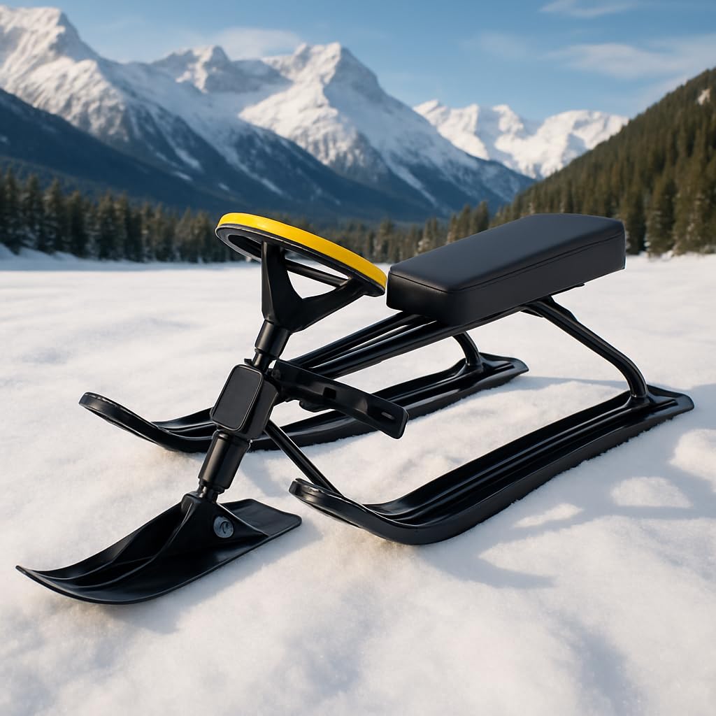 SLED DOGE SKATES / スノースケート Amazon.com: Snow Racer Sled with Steering Wheel & Brakes, Go-Kart