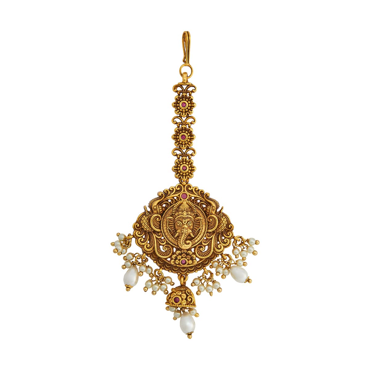 kushal's Fashion Jewellery ruby gold polished antique maang tikka for women | Best for bridesmaid & Special Occasion - 441997-picture-26